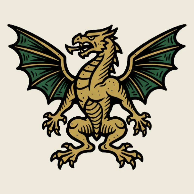 Icône de bande dessinée Dragon de feu doré