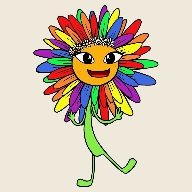 Sonnenblume Hippie Kind Kinder Blumen Regenbogen