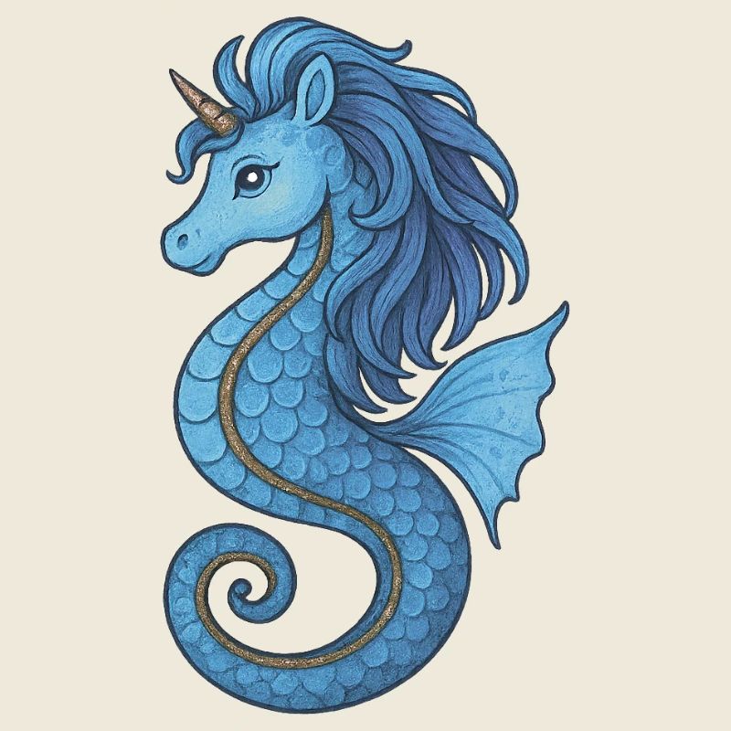 Océan Bleu Licorne Hippocampe