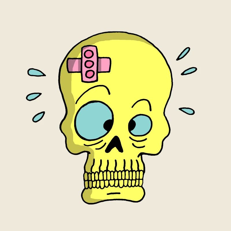 Schädel und Heftpflaster