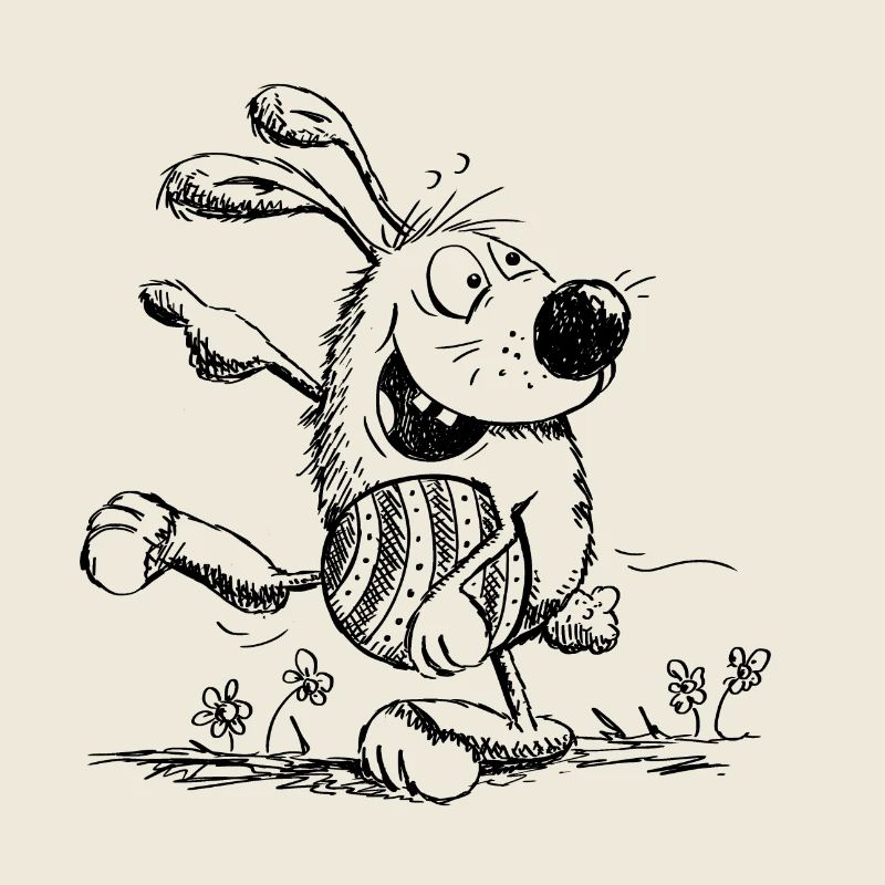 Funny easter bunny with easter egg - easter