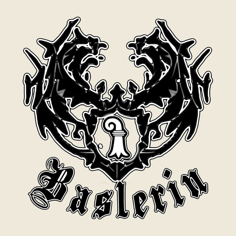 Wappen im Schwarzmetall-Stil: Baslerin