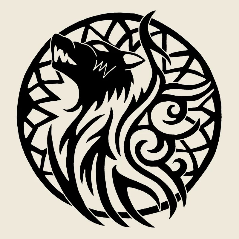 Black wolf and lucky talisman