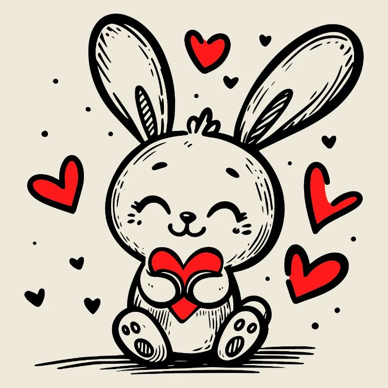 Lapin d’amour plein de cœurs