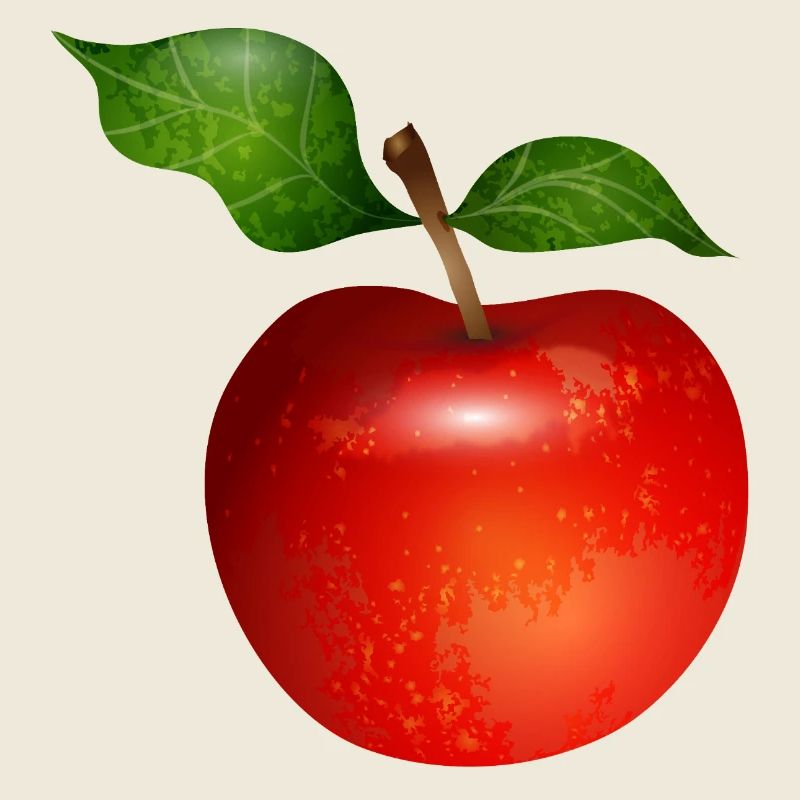 Pomme rouge vif avec illustration de feuilles