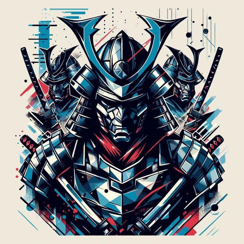Illustration futuriste de guerrier samouraï