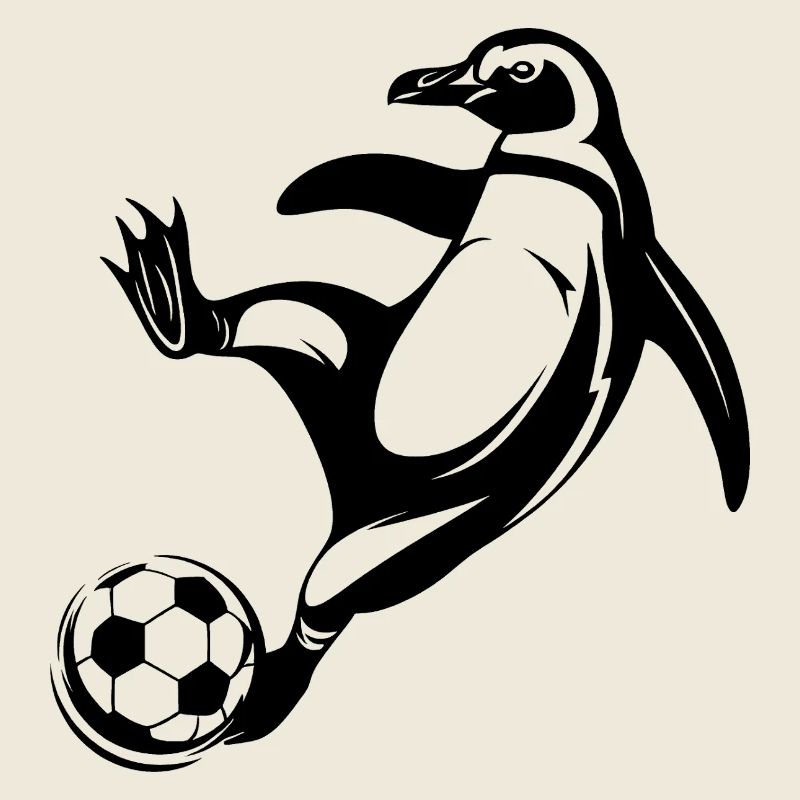 Penguin Soccer Player Silhouette Soccer Goal Kick