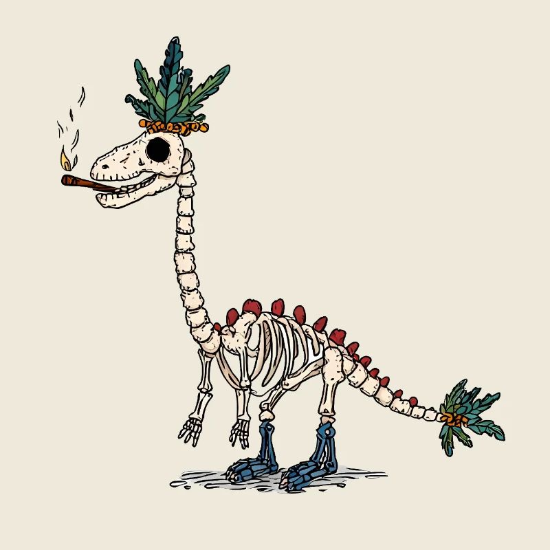 Stoner Dino Skeleton Joint & Flowers