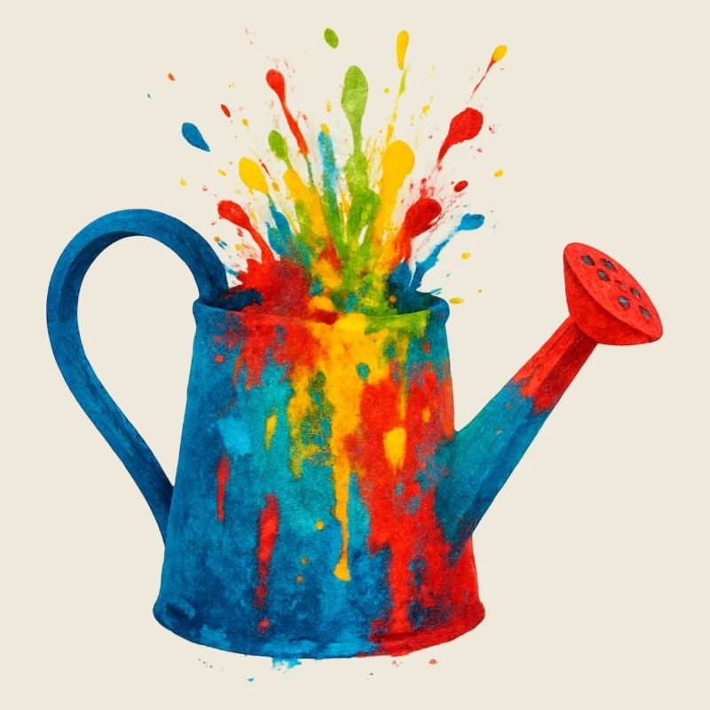 Gießkannenspritzer Aquarellmalerei Gartenarbeit