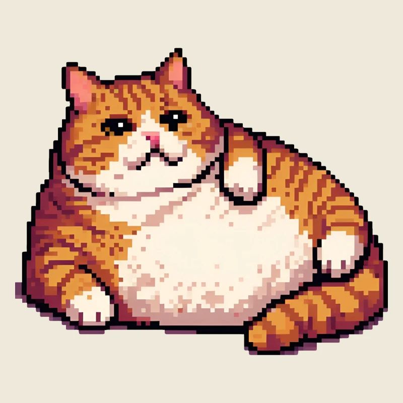 Gros chat roux pixel art