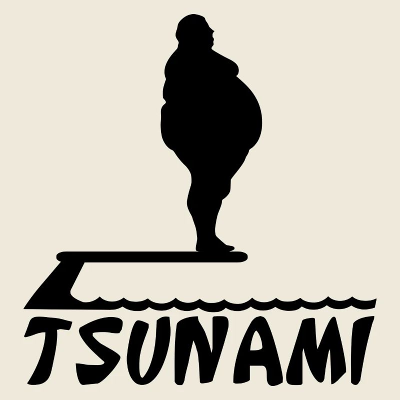 Fettsack Tsunami Silhouette dicker fetter Mann
