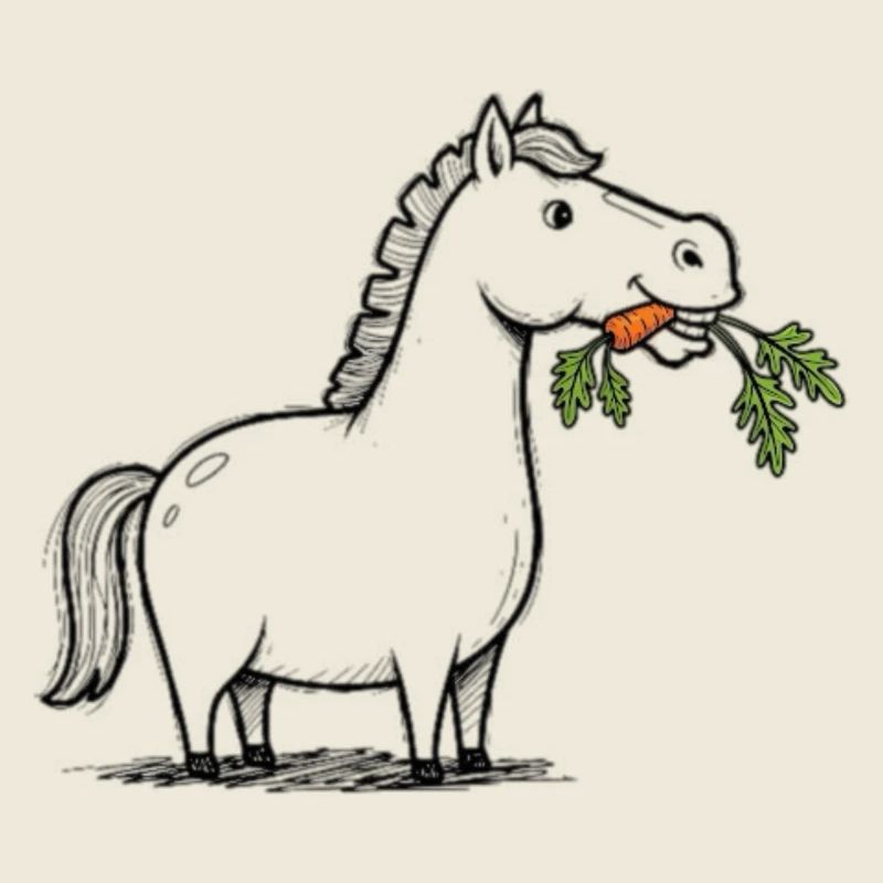 Cheval de dessin animé avec carotte