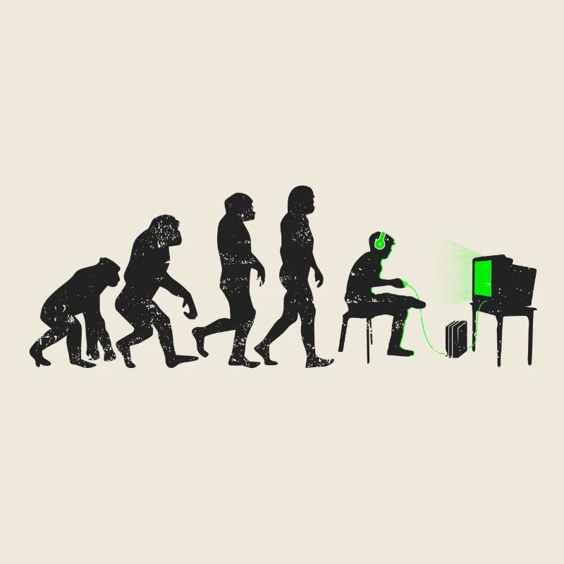 Gamer evolution geschenk spieler nerd geek noob