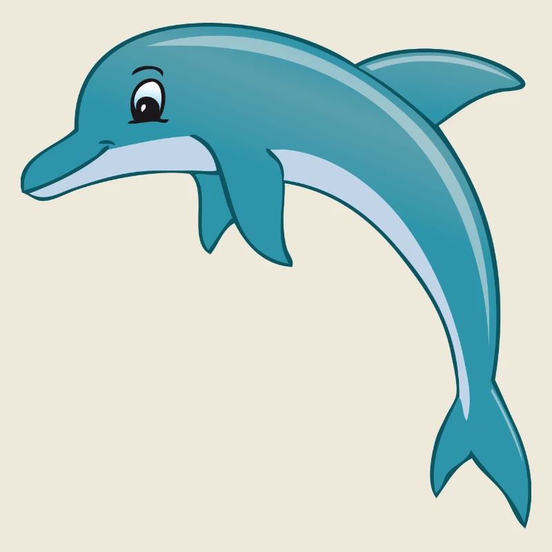 dessin animé amical dauphin bleu, gris