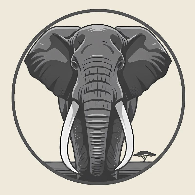 Elephantenkopf Circle Grafik