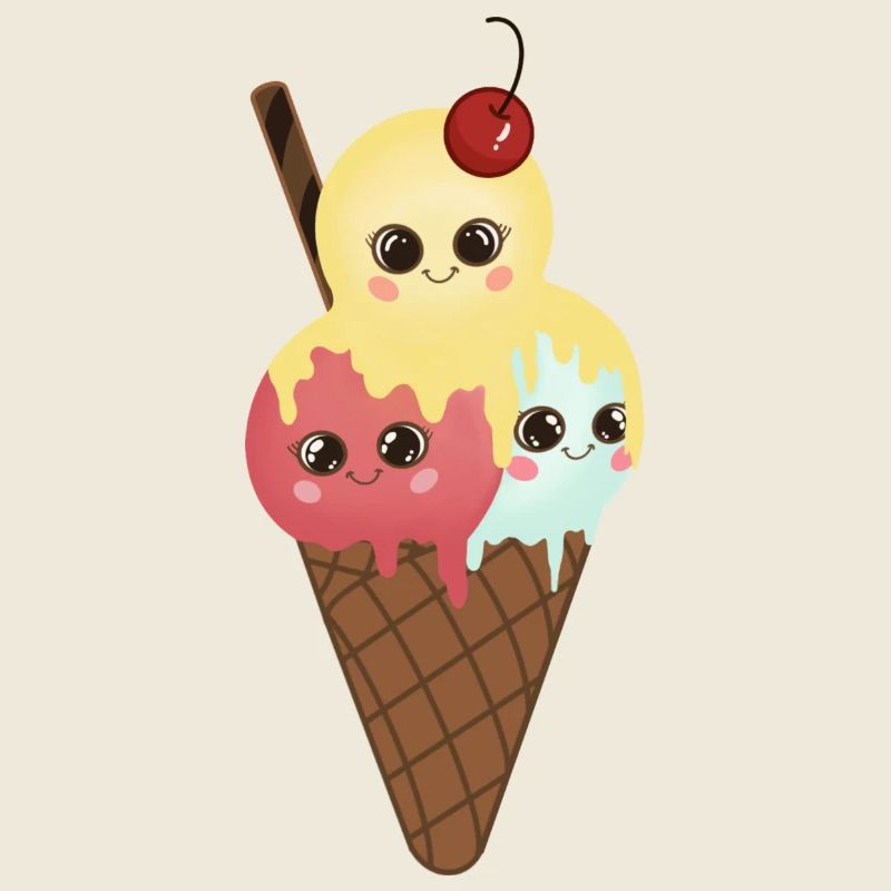 Witzige Eiskugeln in der Waffel