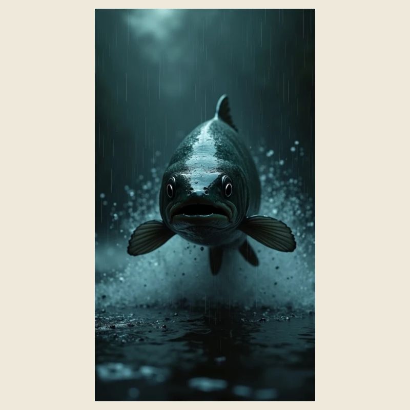 A jumping salmon (fish)