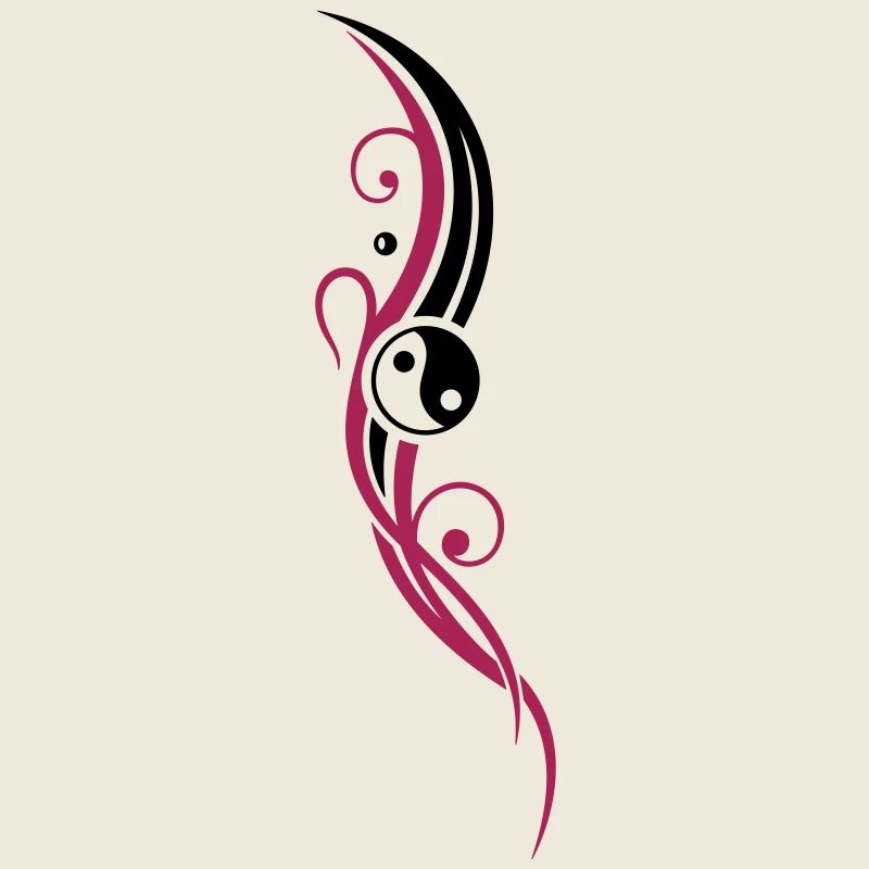 Yin & Yang symbol, Tribal and Tattoo Style.