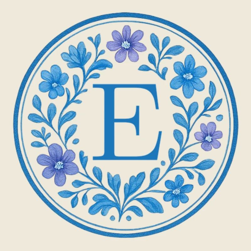 Elegant Ceramic Floral Logo - Letter E