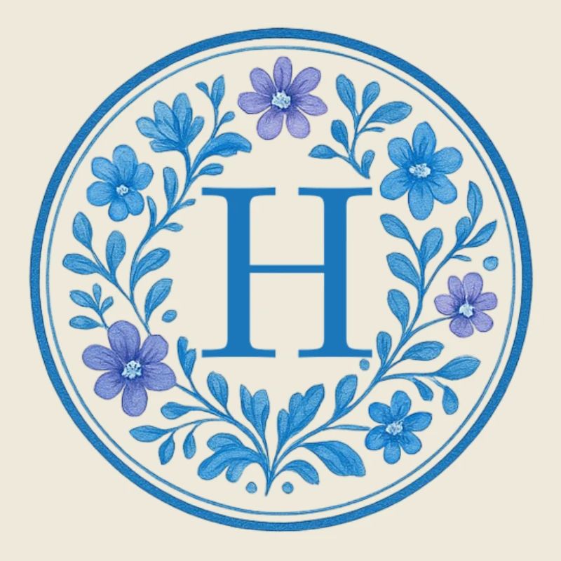 Elegant Ceramic Floral Logo - Letter H