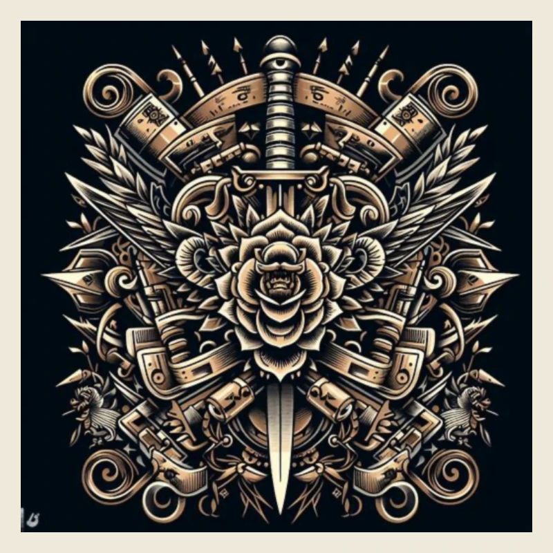 Mandala motif with knife