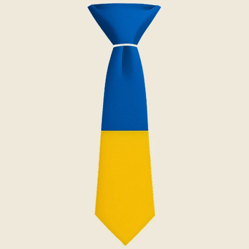 Cravate en blocs de couleur bleu et jaune