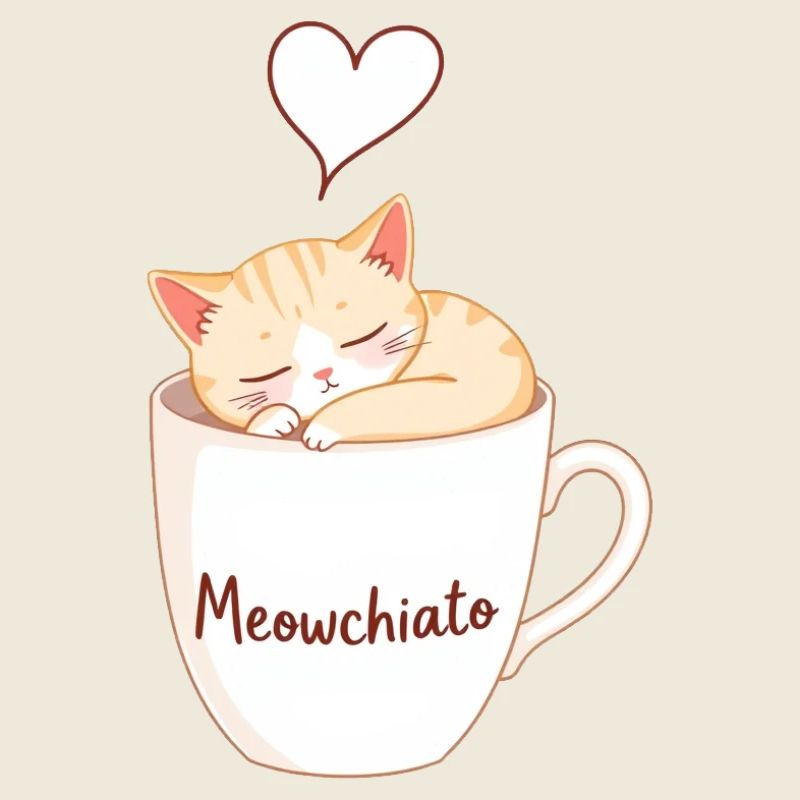 Chat Meowchiato - Conception☕🐱 de chat de café mignon