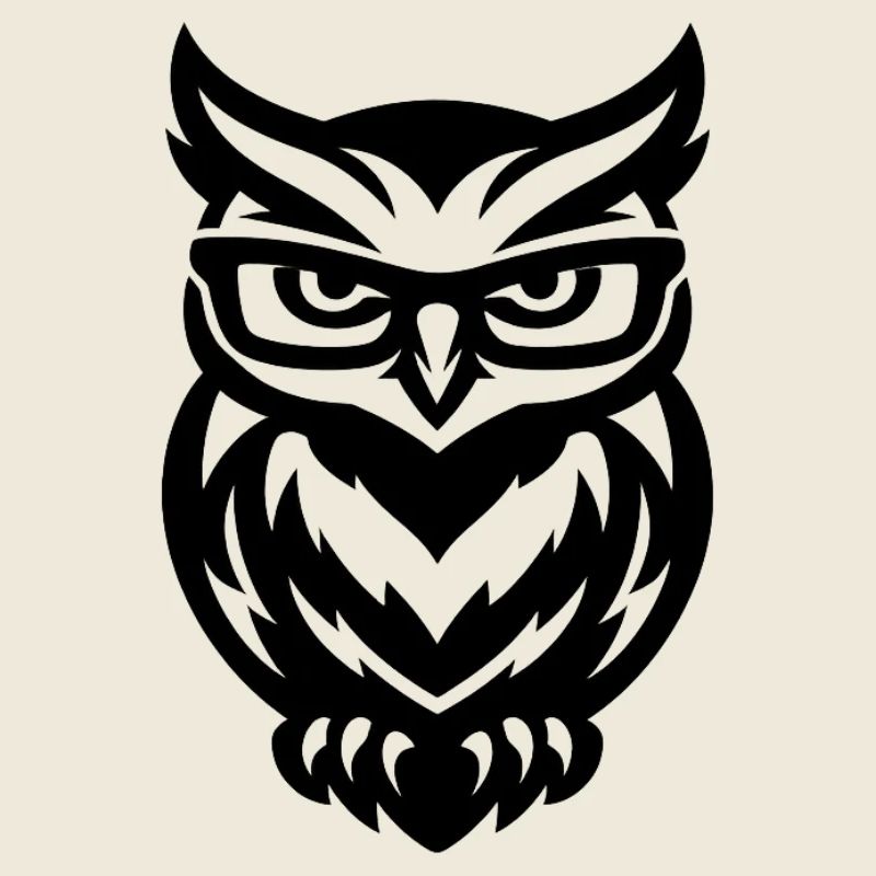 Eule mit Brille – lineare Grafiken