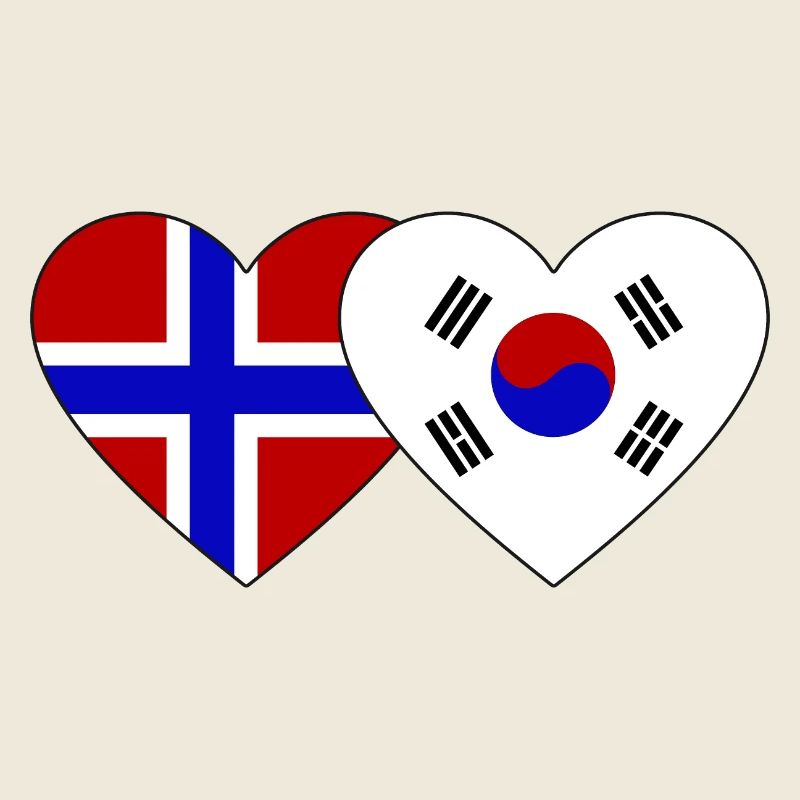 Norwegen Südkorea Flagge Herz