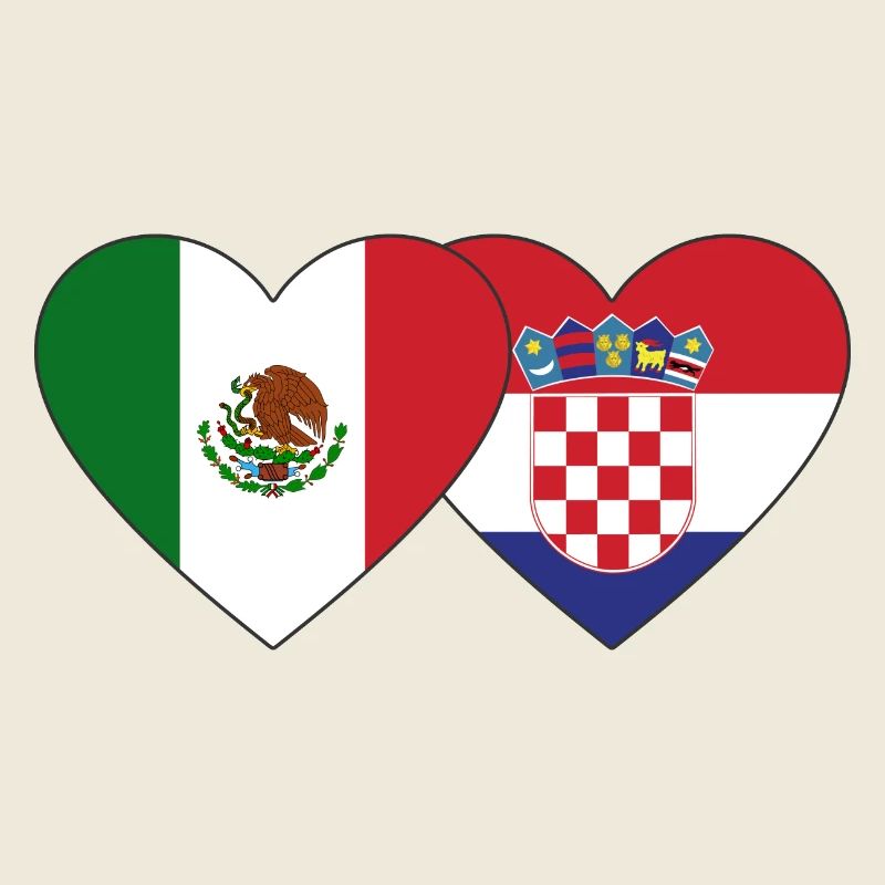 Mexico Croatia Flag Heart
