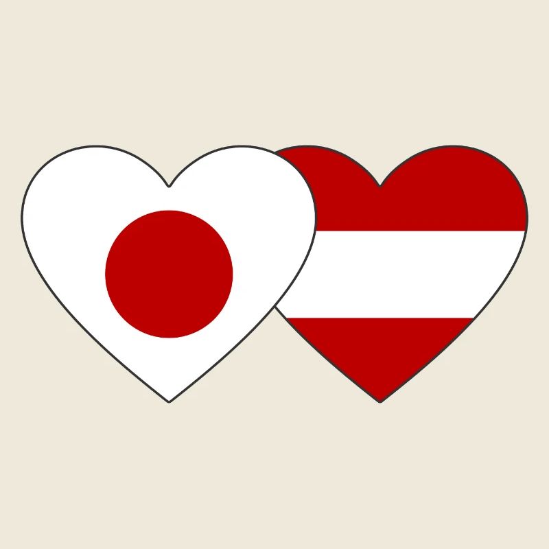 Japan Austria Flag Heart