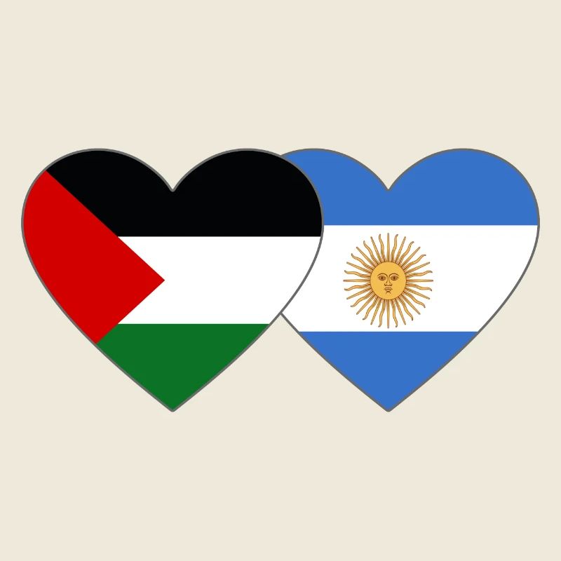 Palestine Argentina Flag Heart