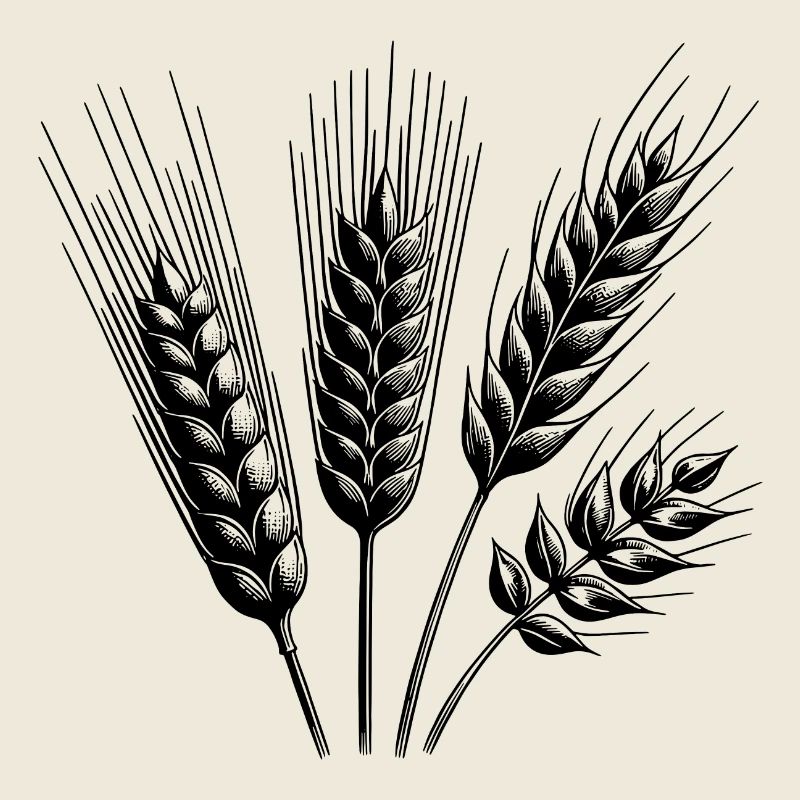 Céréales : blé et avoine, épis de maïs