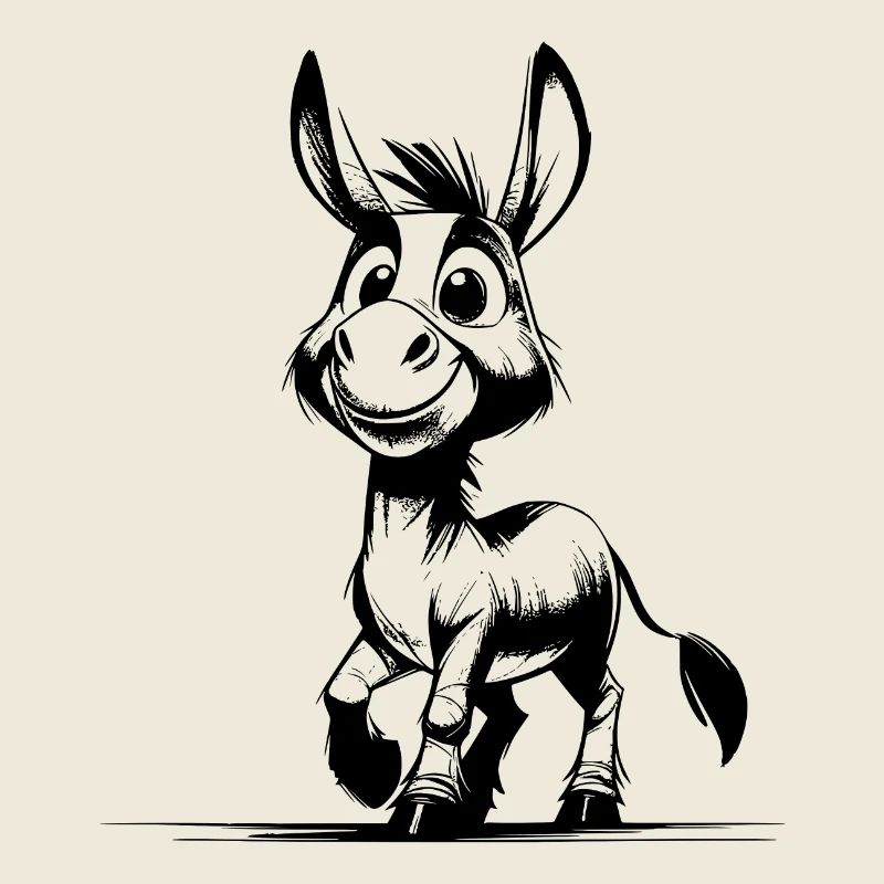 Children's Sketch Donkey Pencil Drawing