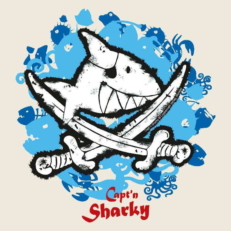 Käpt'n Sharky Flagge Haifisch blauer Hintergrund
