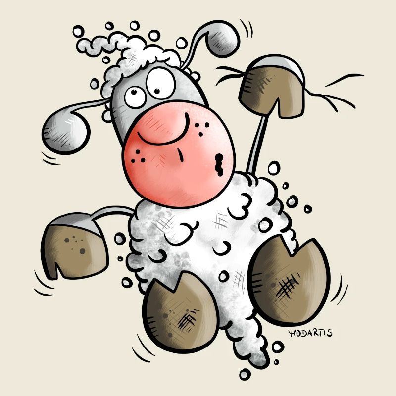 Weißes Schaf hängt ab