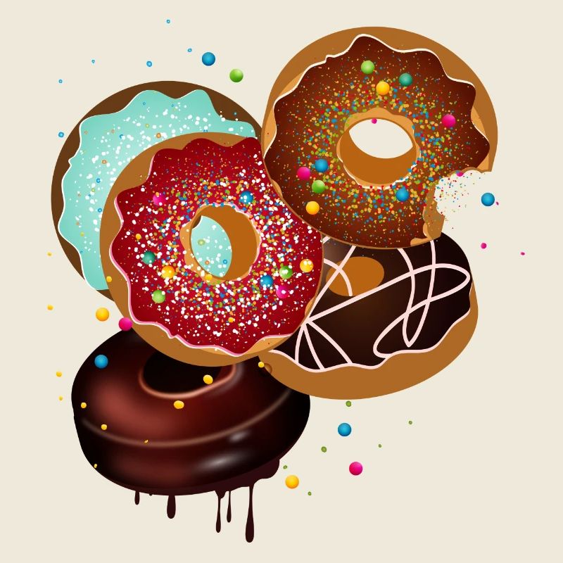 wildly thrown together colorful pile of donuts