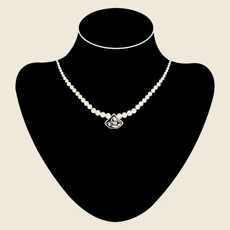 Support col bijoutier avec collier de perles et diamant