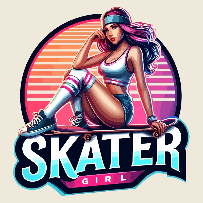 Retro Skate Mädchen Illustration