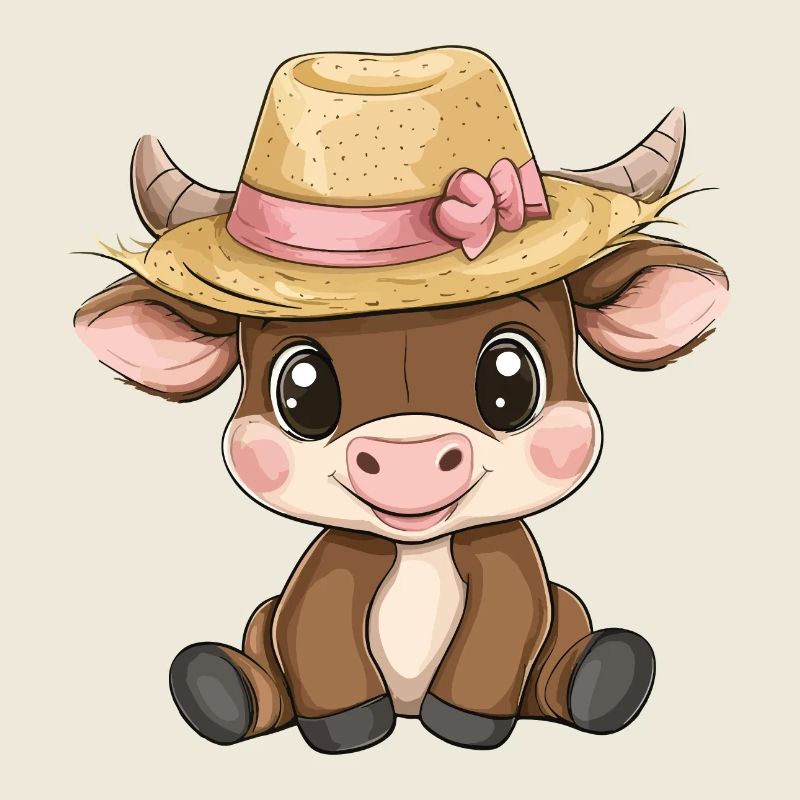 Taureau mignon mignon bébé enfants animal dessin animé
