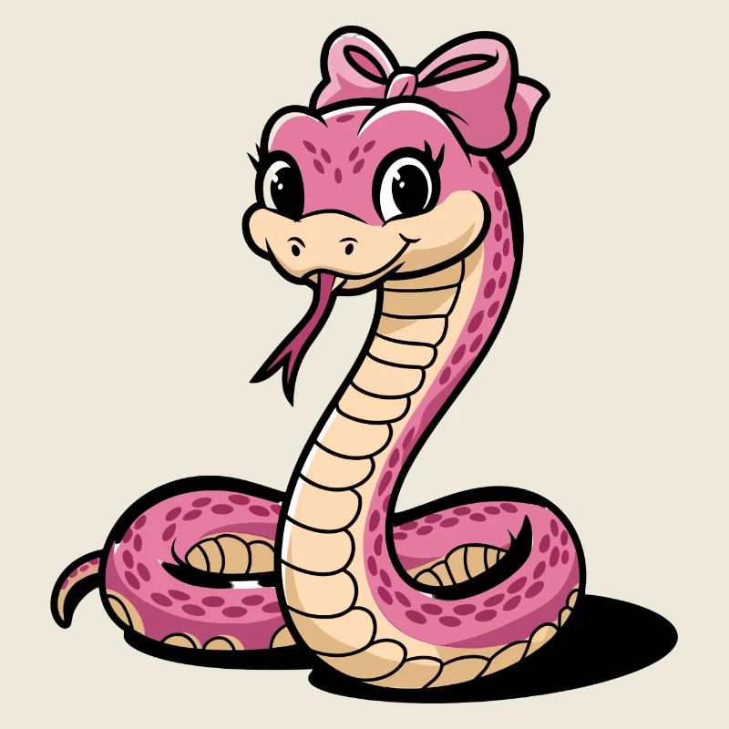 Pink Bow Snake Cartoon