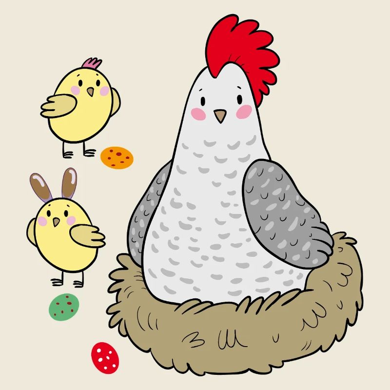 Poulet dans le nid Pâques