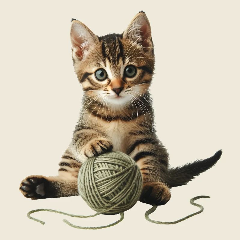 Cute little cat with ball of wool
