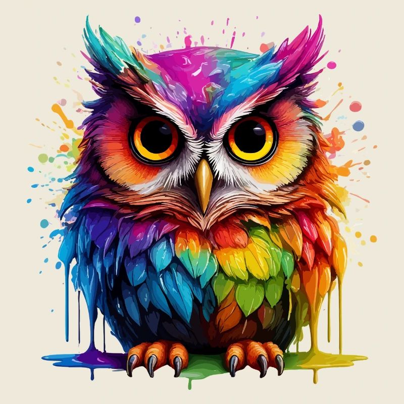 Bunte Eulenkunst Digitaldruck