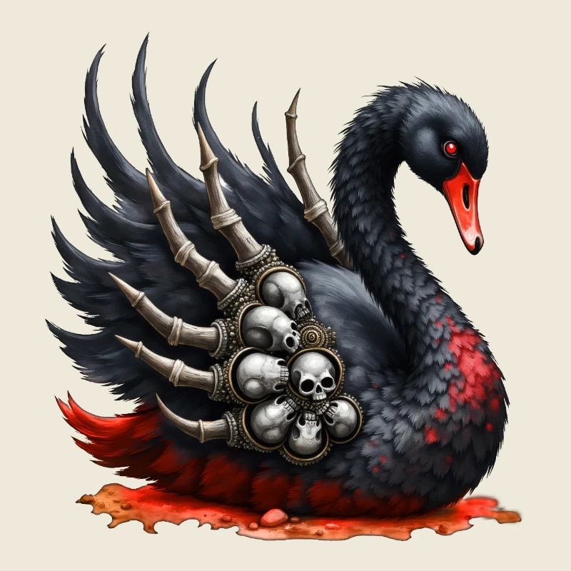 Black Swan with Skulls