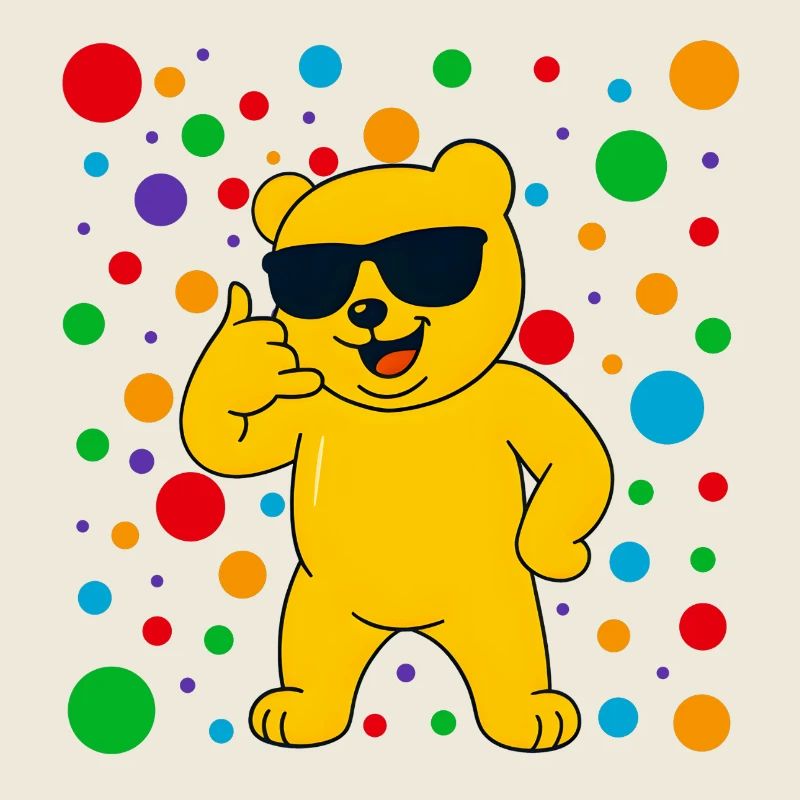 Ours ensoleillé avec lunettes de soleil et confettis
