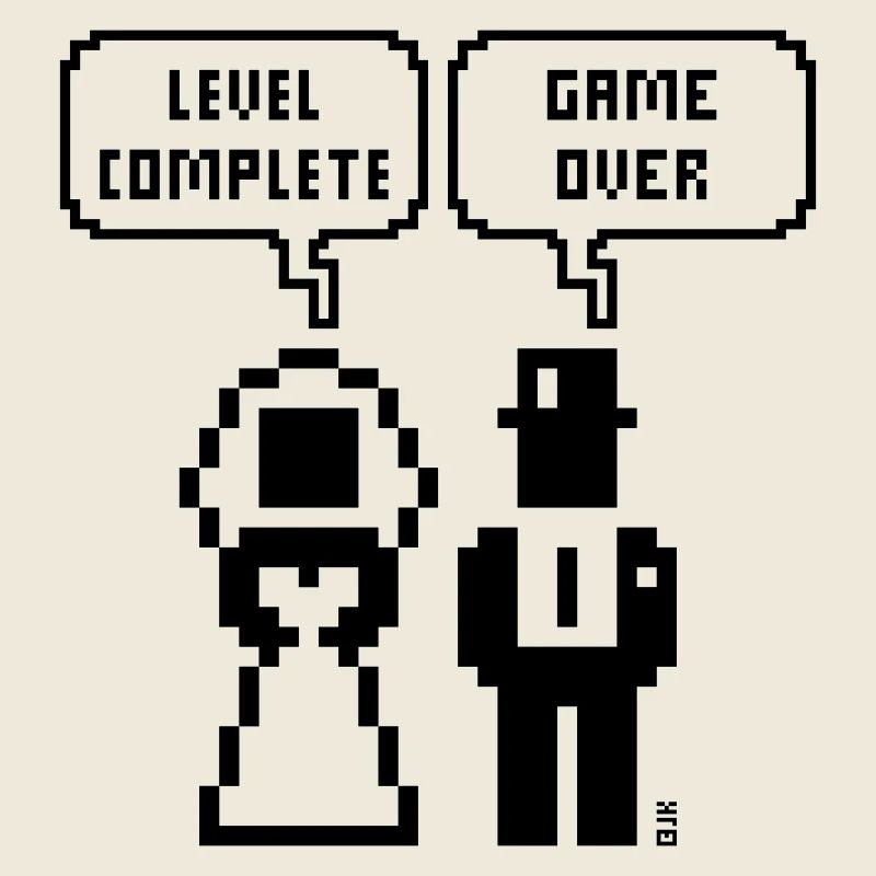 Level Complete – Game Over (JGA / Pixel / Bold B)