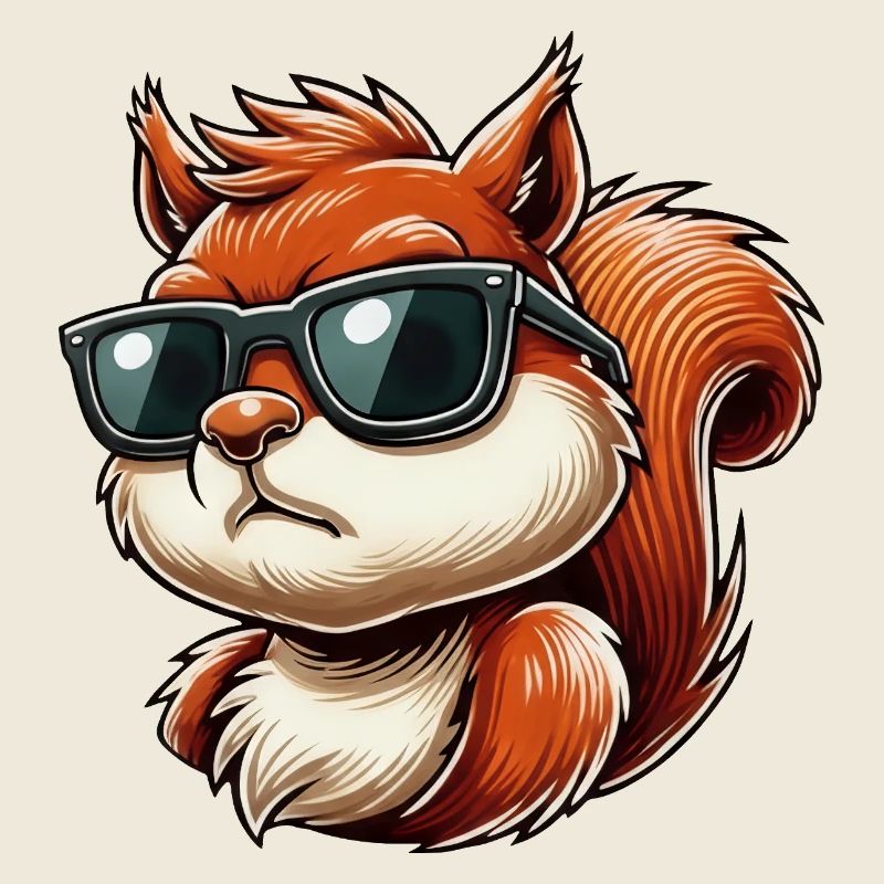 Funny Squirrel with Sunglasses Cartoon Hum