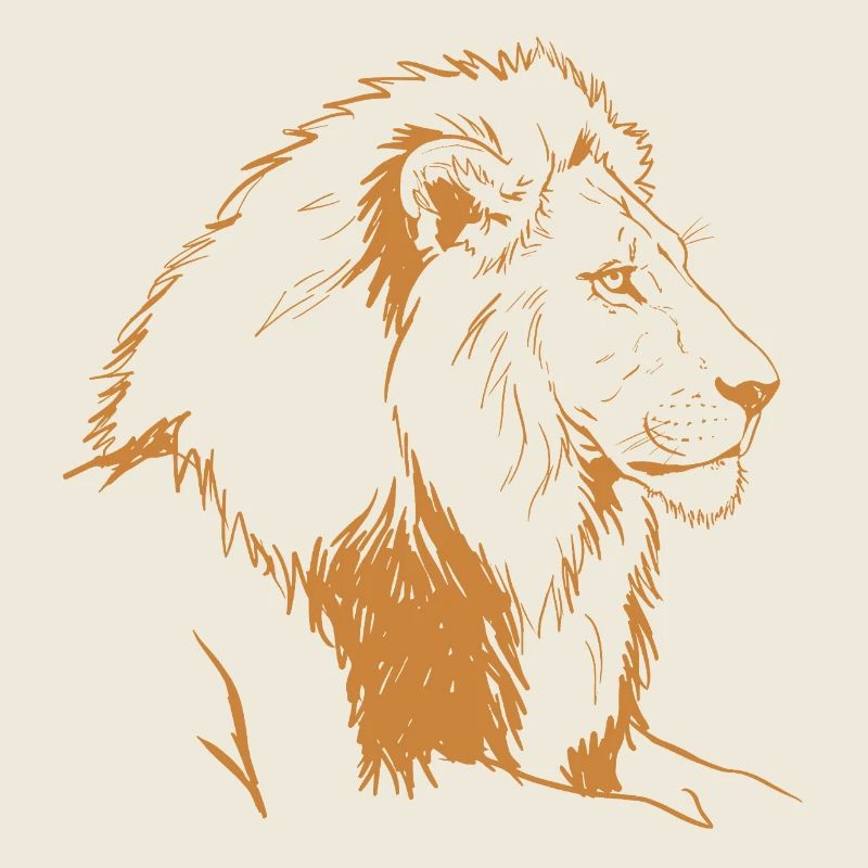 Bronze Lion Line Illustration