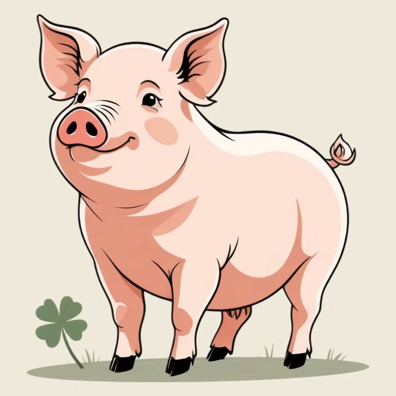 Dessin animé câlin du cochon de printemps